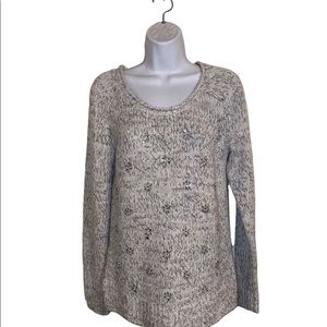 Ann Taylor LOFT Gray embellished rhinestones sweater SZ S